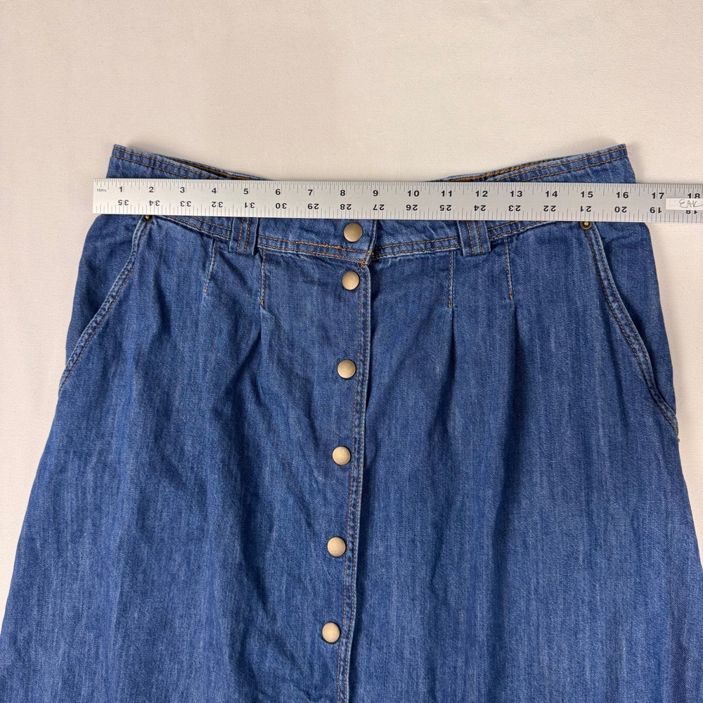 Sezane Clarine Denim Skirt Women FR 42/US 10 Button Front Midi Organic Cotton - Picture 6 of 8